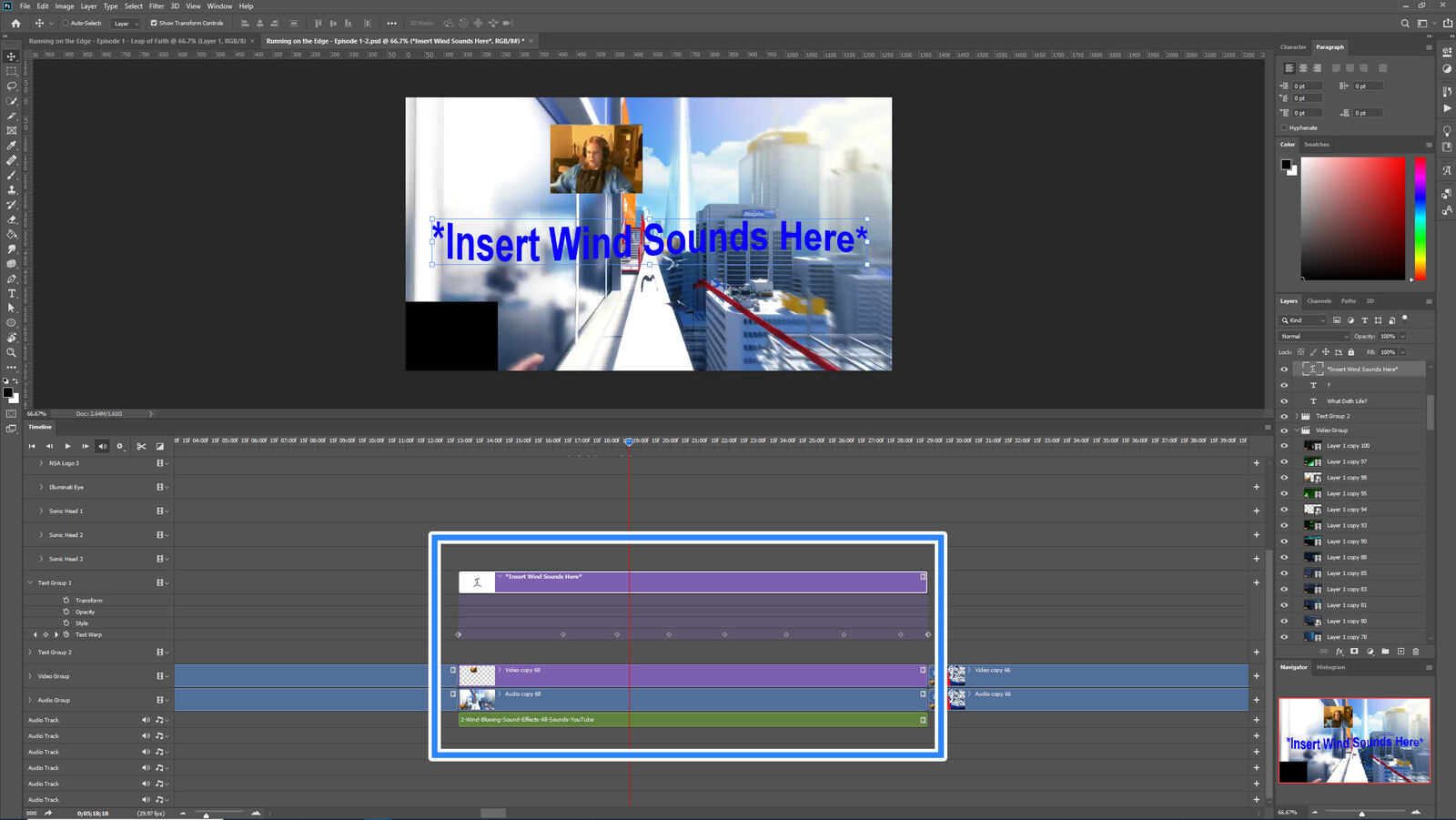 The "Wind Words" visual effect within Photoshop video editor