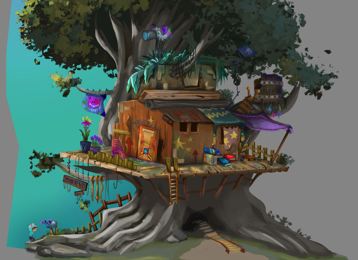 ArtStation - WIP - Day and Night Tree House
