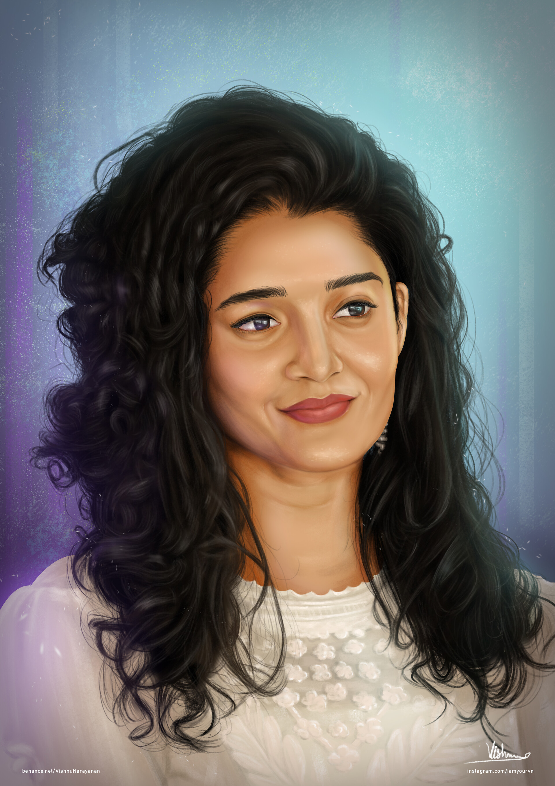 Vishnu Narayanan Ritika Singh Portrait Digital Painting