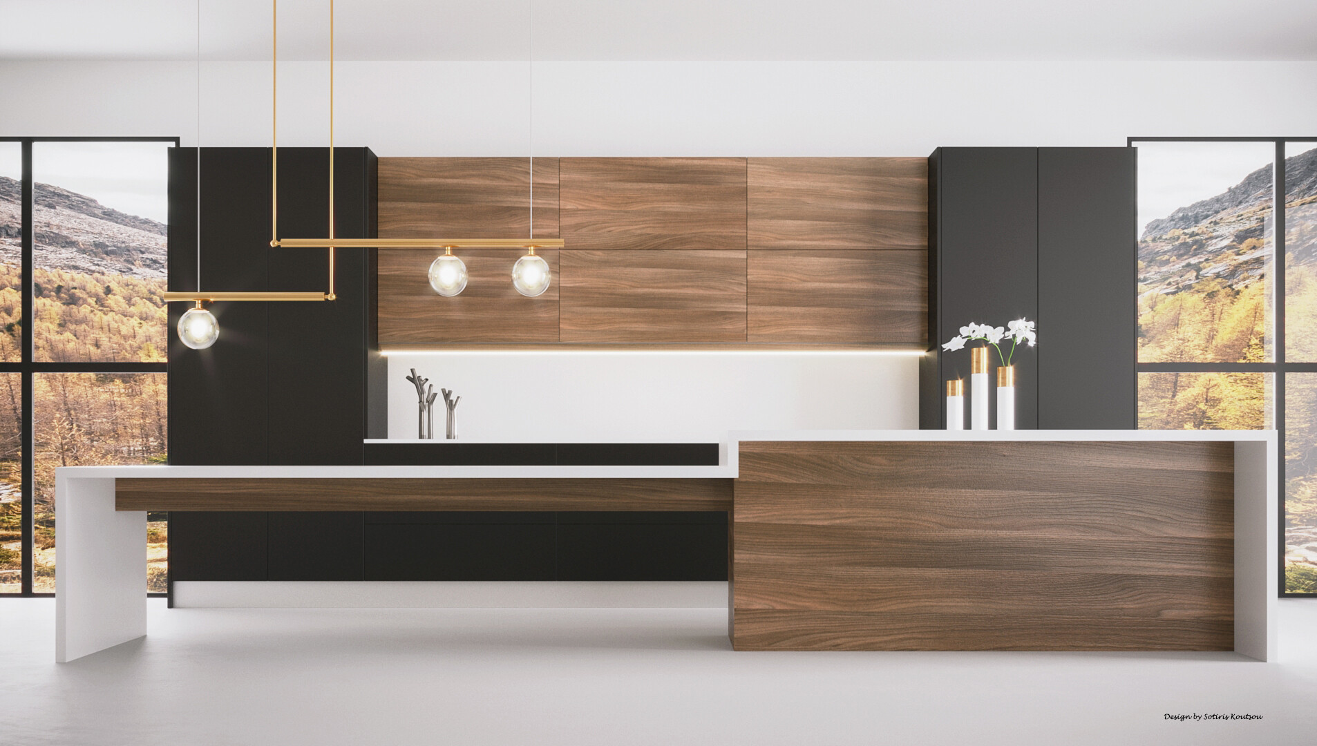 ArtStation - Walnut & Black Kitchen