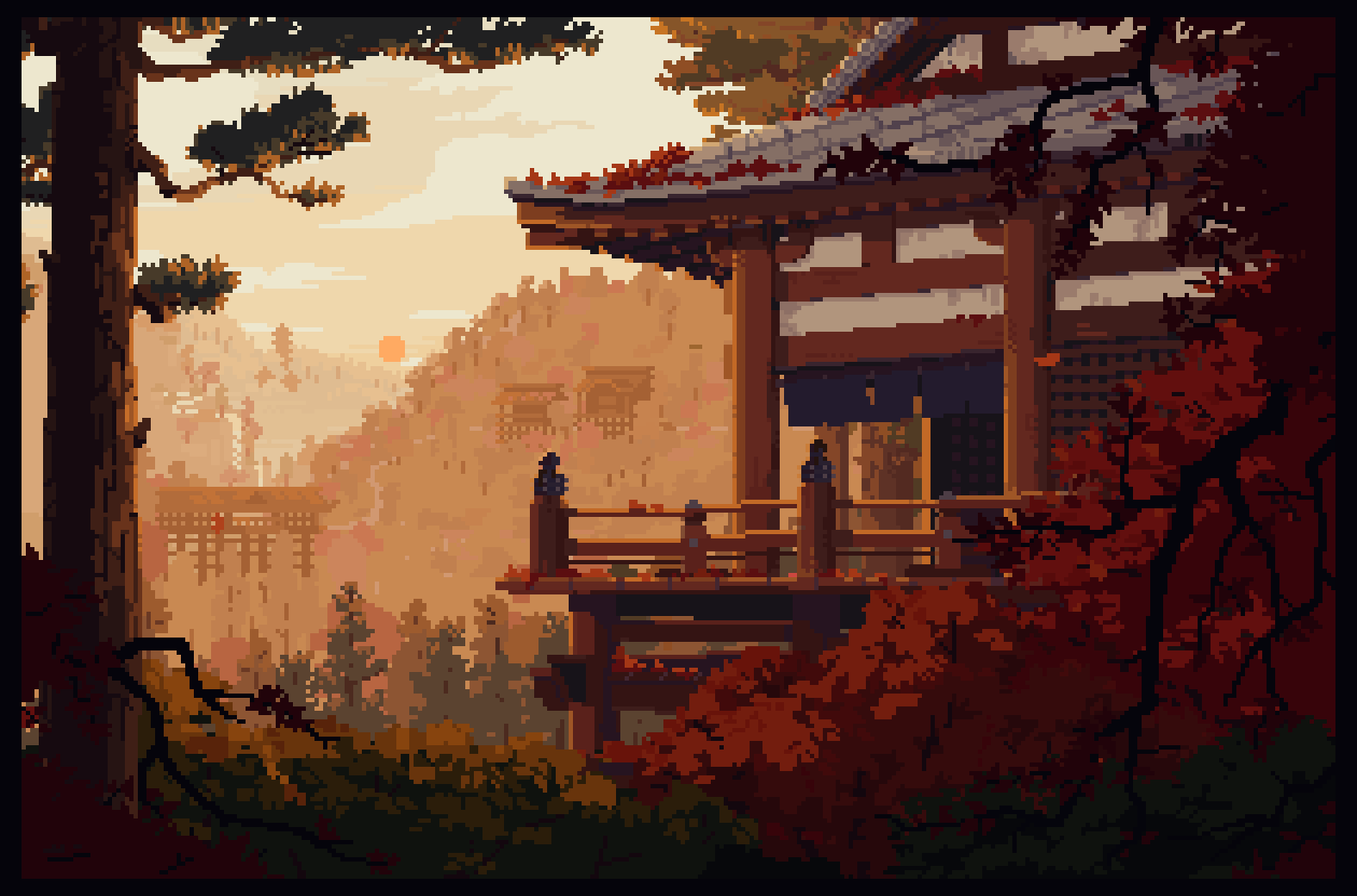 Artstation View Over Japanese Valley In Autumn Lennart Butz