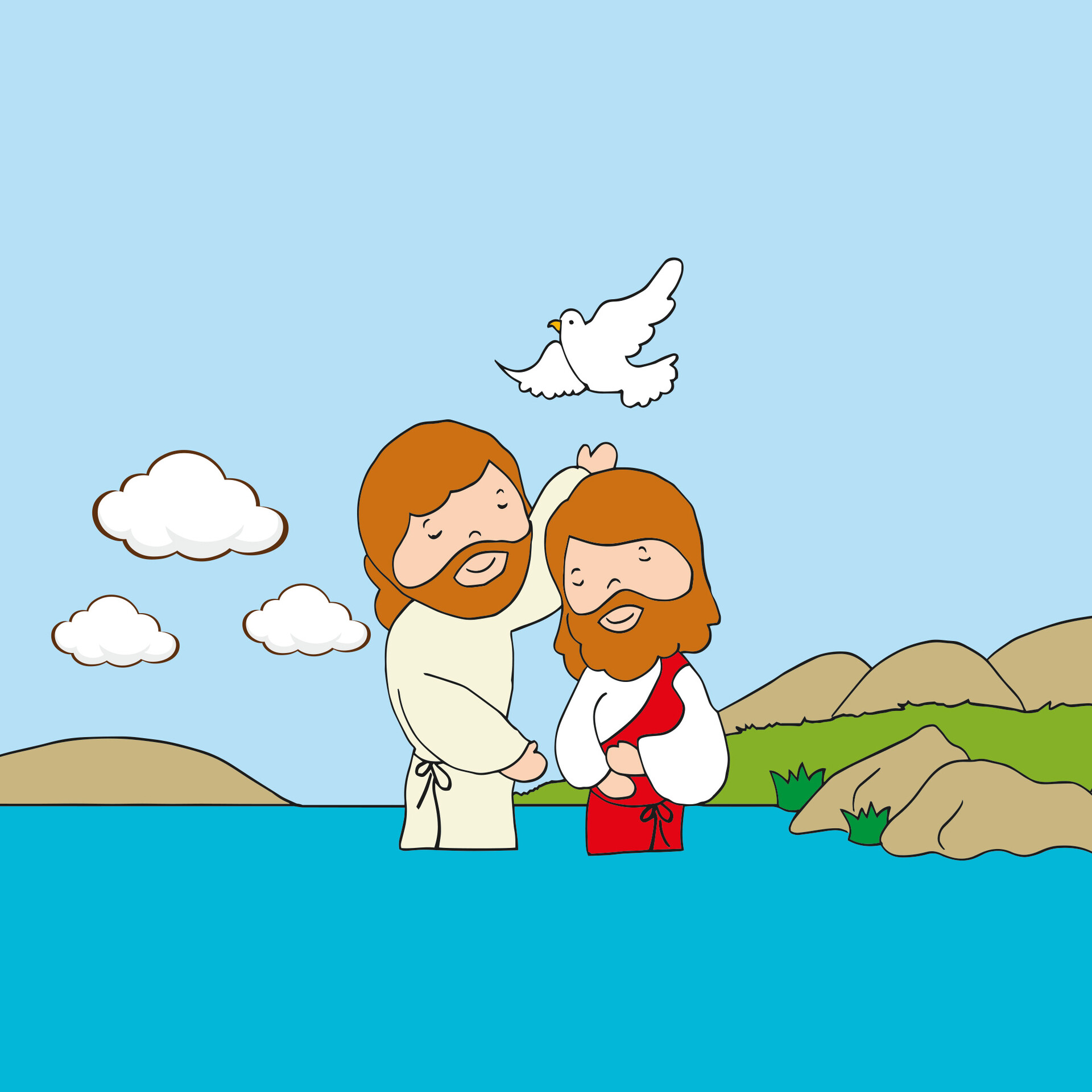 Image result for cartoon pictures of jesus baptism