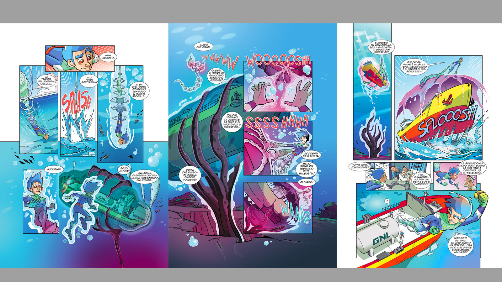 cartoon scene , 3 pages