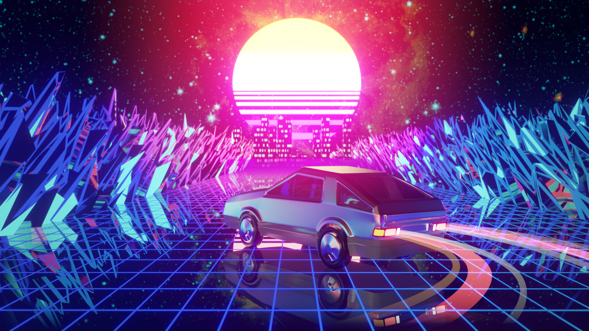 Artstation Retrowave Wallpaper Petr Tupikov