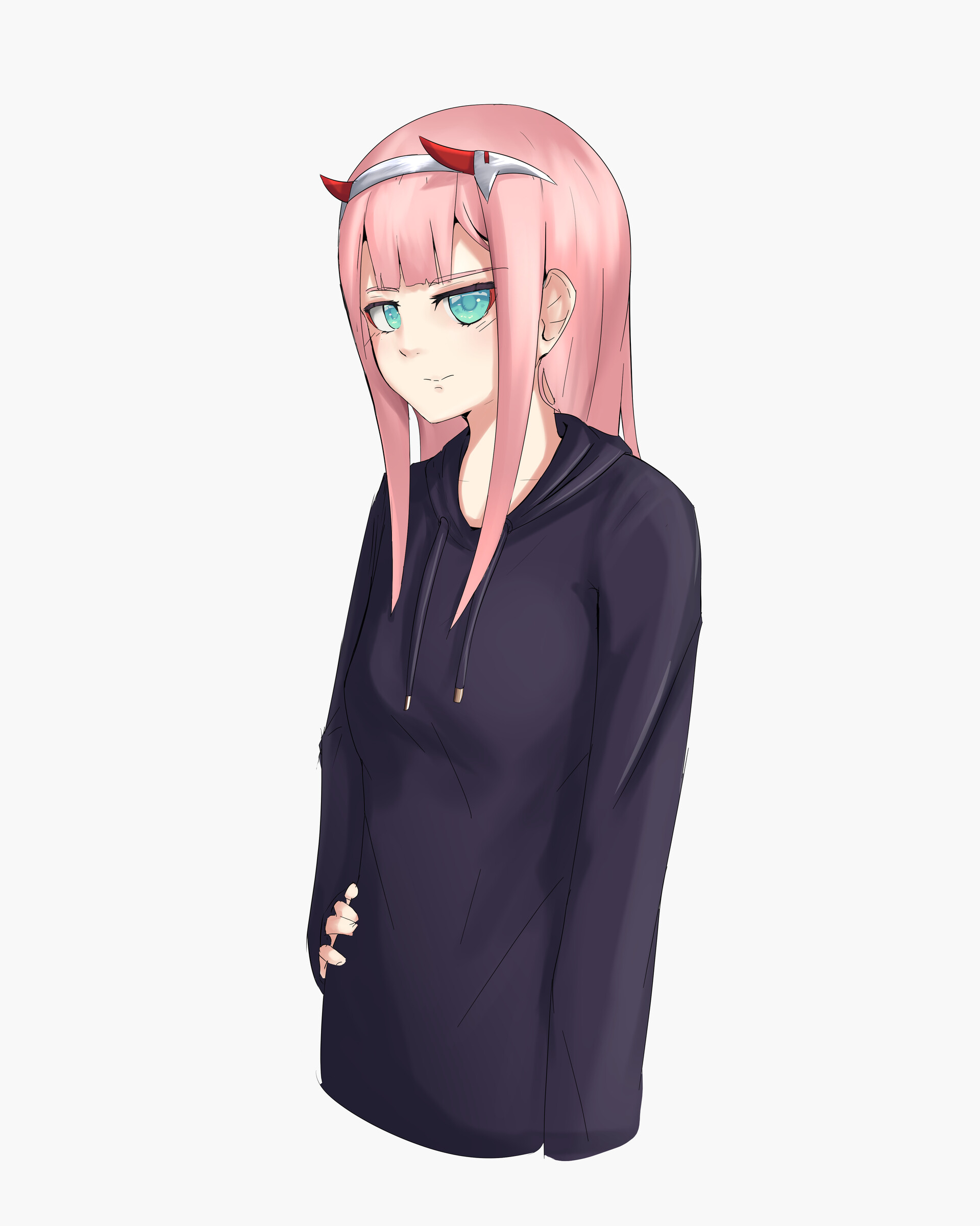 Zero two shop wearing hoodie