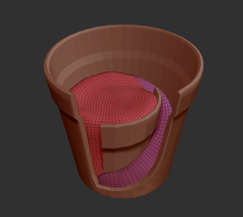 I did all the modelling in zbrush this time, starting with the pot.