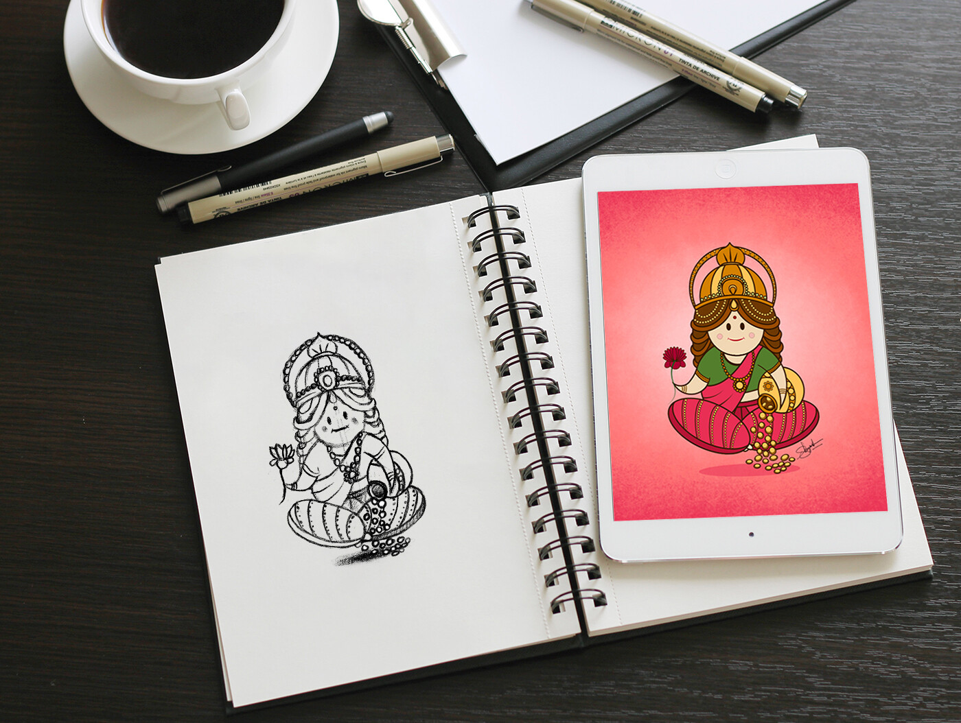 How to draw Lakshmi Mata Step by step | Lakshmi Mata Ki Drawing | by Drawing  Art - YouTube