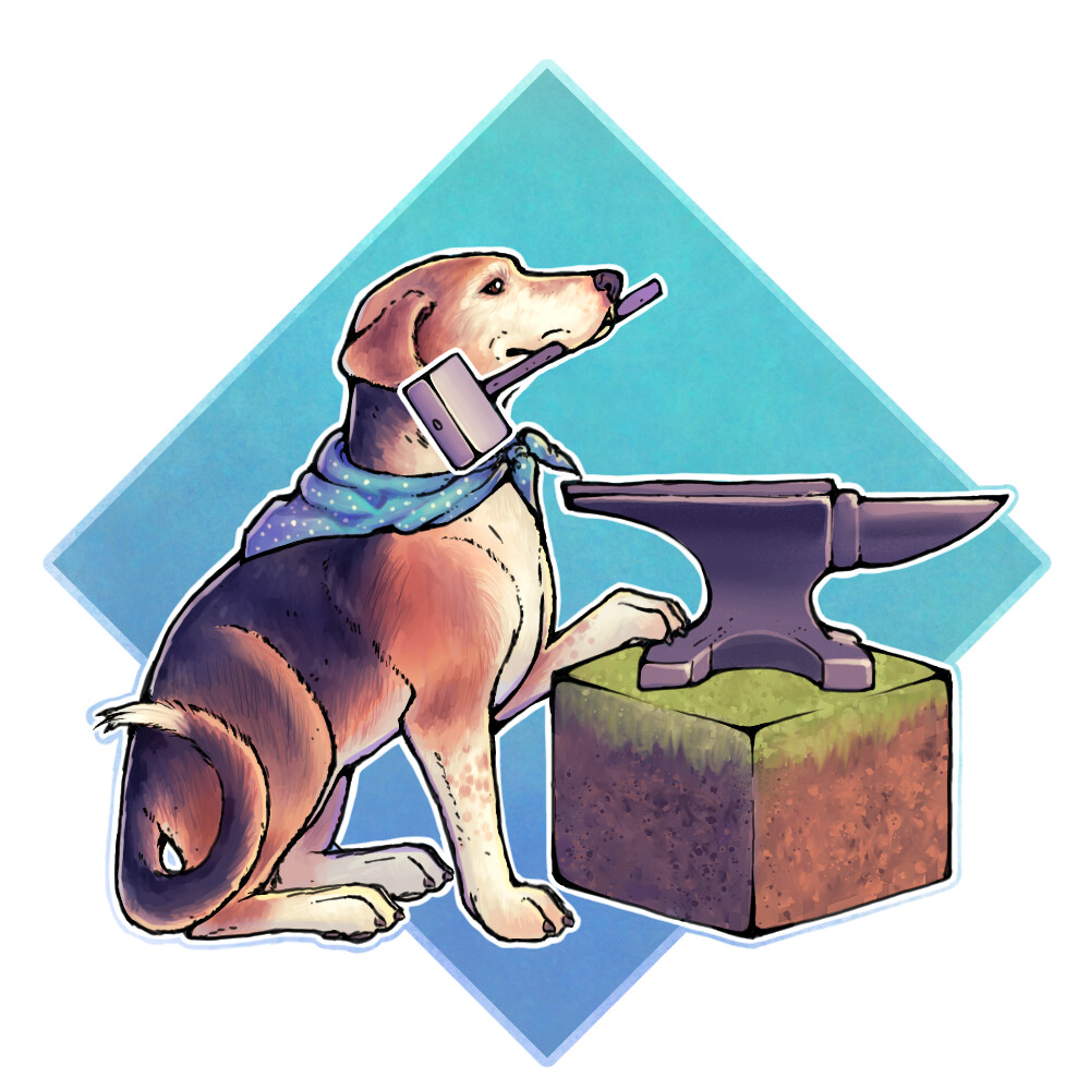 A logo I made for my friend Poppa Seth's twitch channel. He streams minecraft and has a dog named Luna. Both aspects were incorporated into the design.