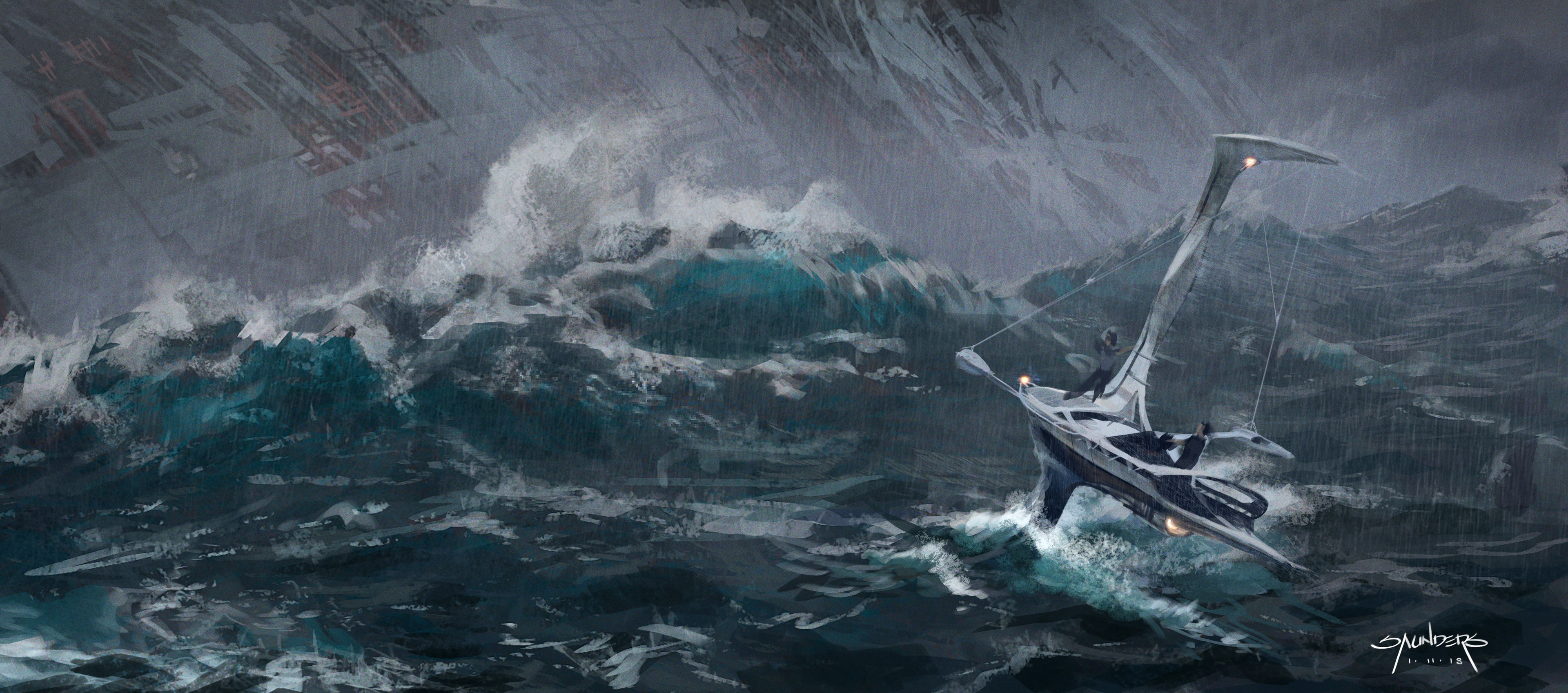 An earlier version to show development of the skiff. This pass was deemed too elegant for the current thinking on Star Wars design so I teched it up a bit. 