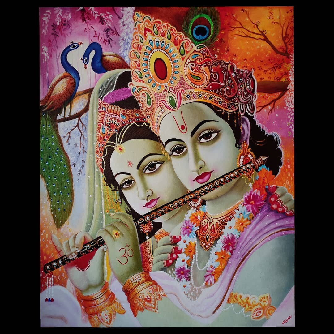 Artstation Radha Krishna Acrylic Canvas Painting Nalini D