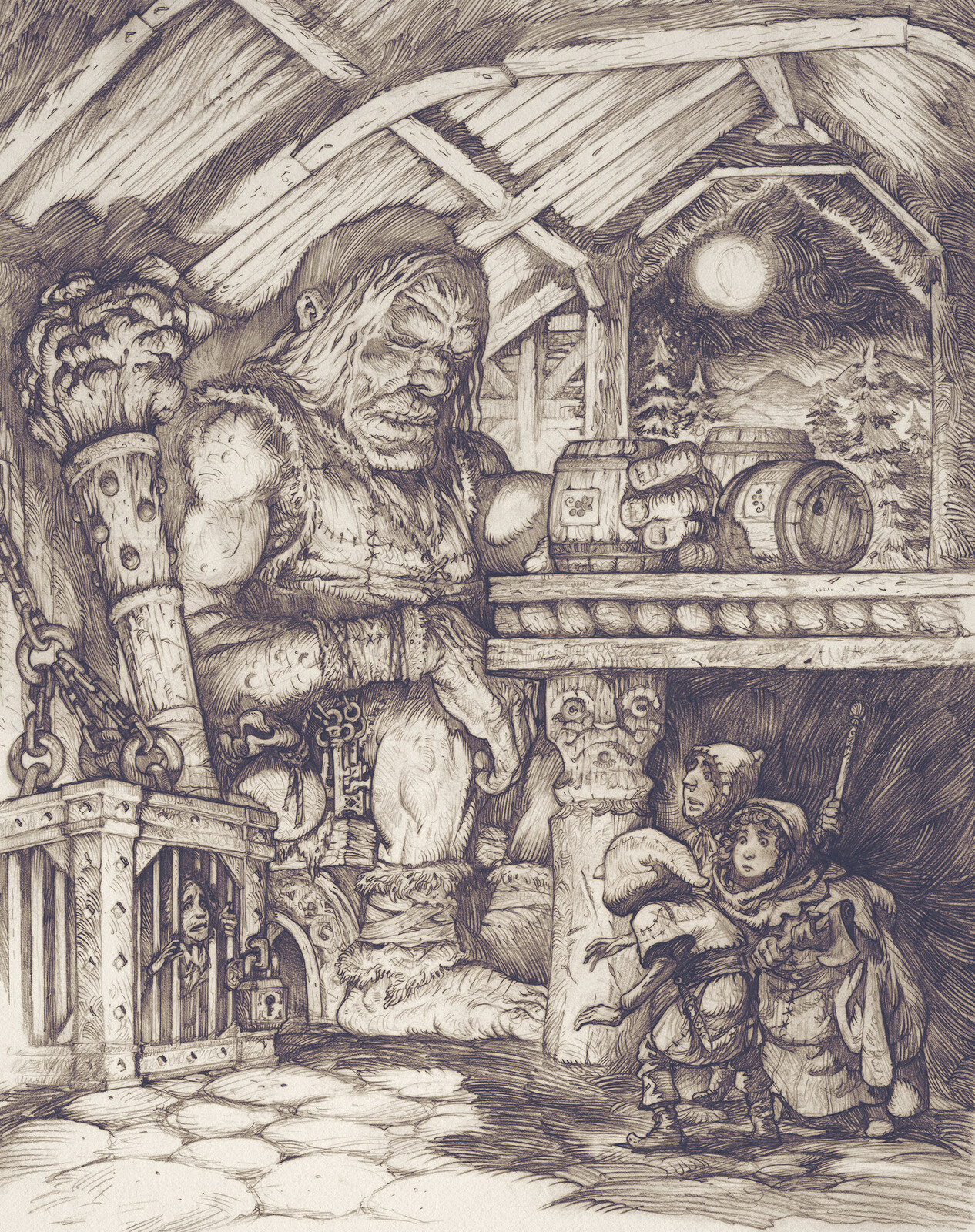 Drawing in traditional graphite on bristol