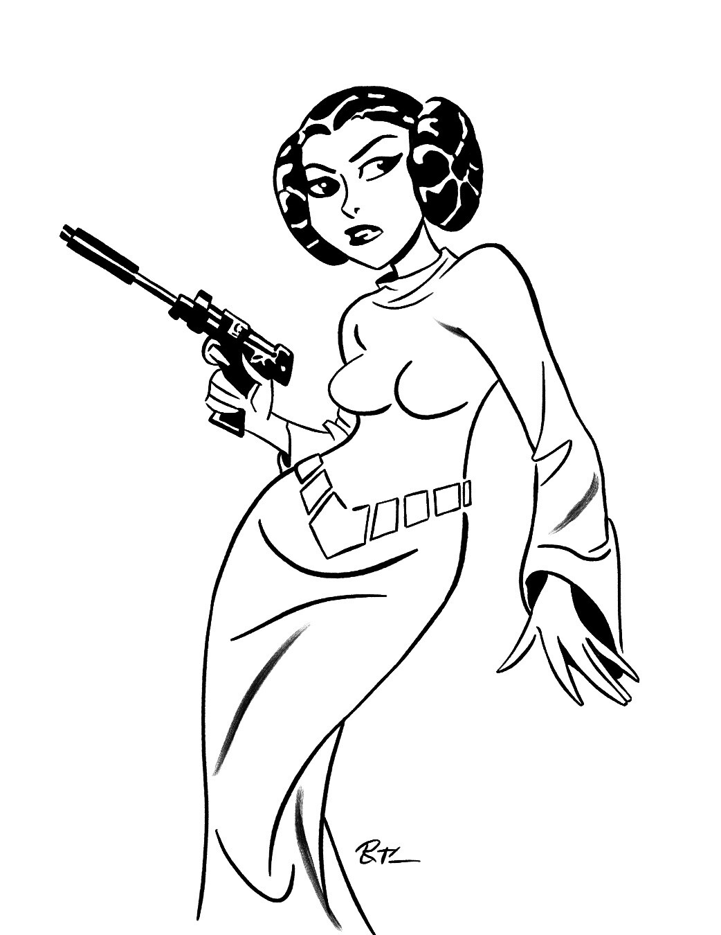 Bruce Timm Princess Leia Inking Study.