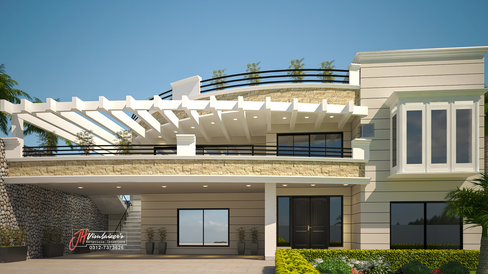 Artstation 1 Kanal House 3d Front Elevation Hamza Hanif