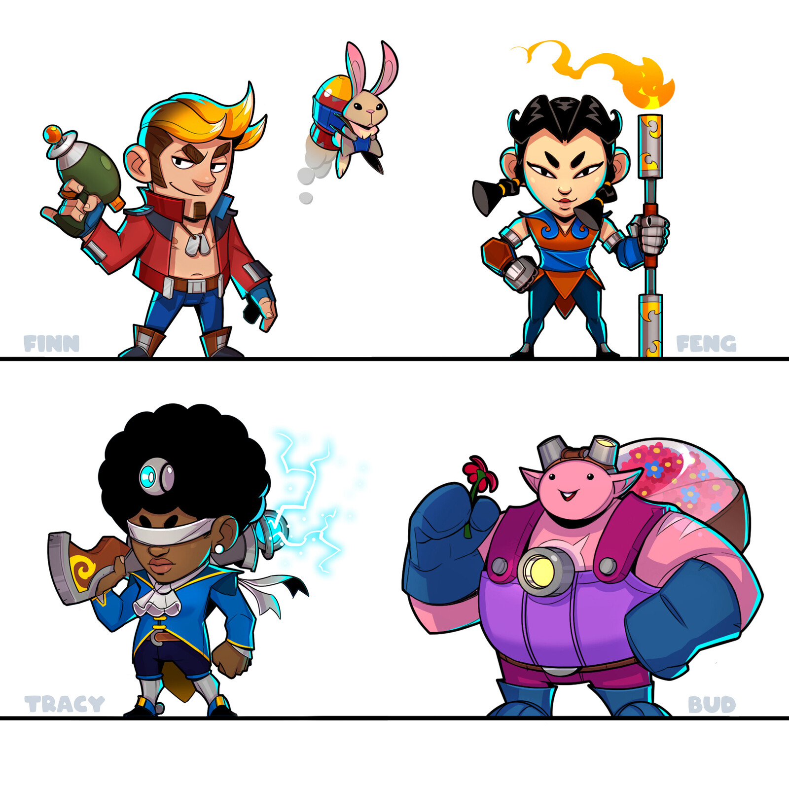 The whole cast! 3D models in the making... :P