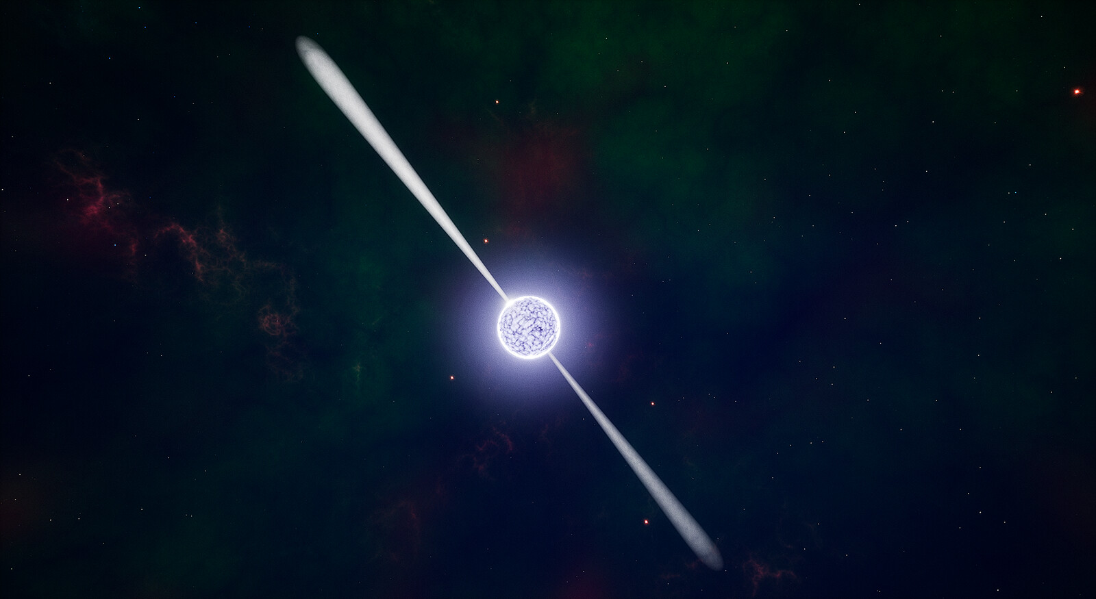 My artistic interpretation of the Spinning Neutron Star. If they spin towards Earth, they are called Pulsars. The highest registered speed is 716 times per second, called PSR J1748-2446ad.