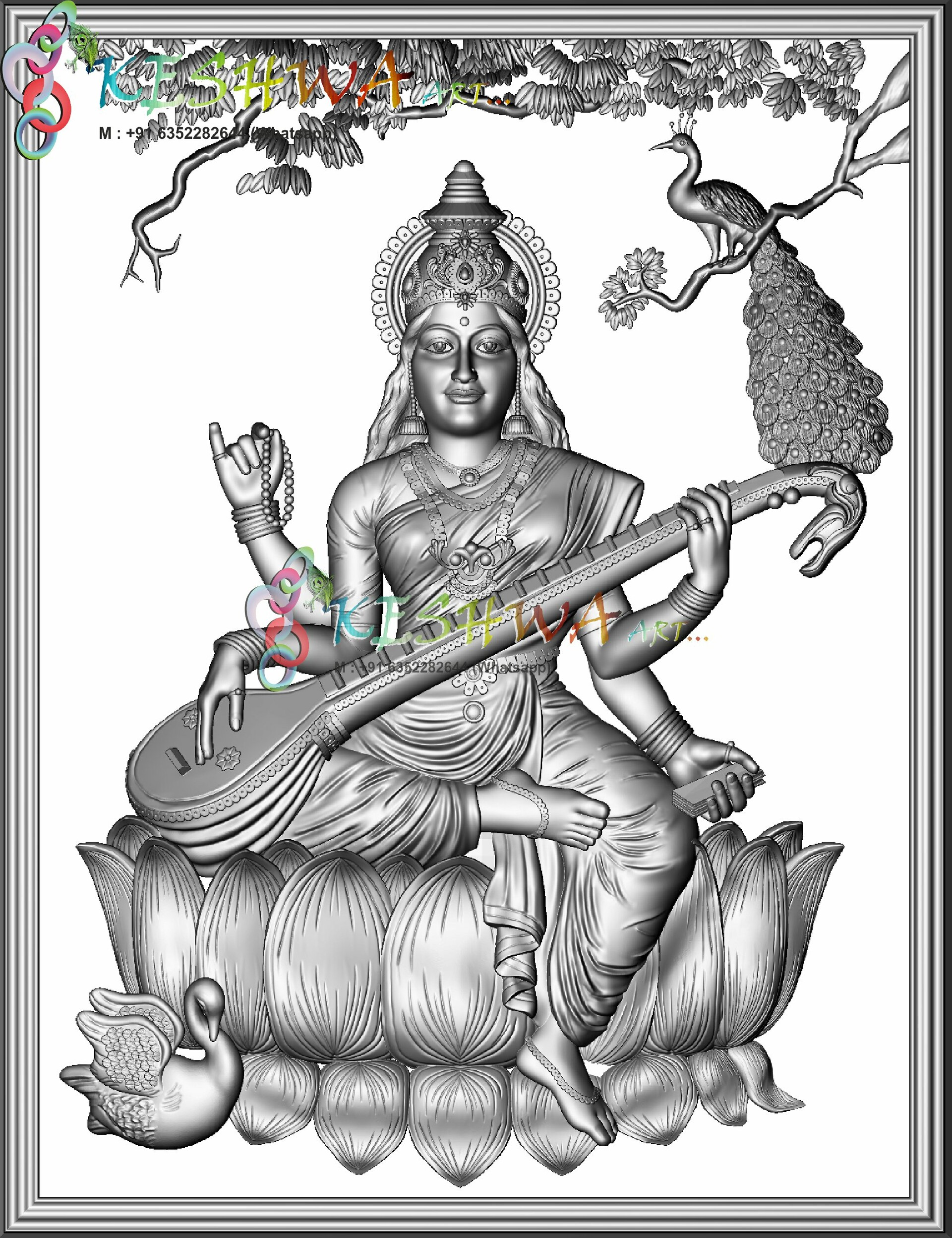 Artstation Saraswati Maa 3d Stl Model Keshwa Art