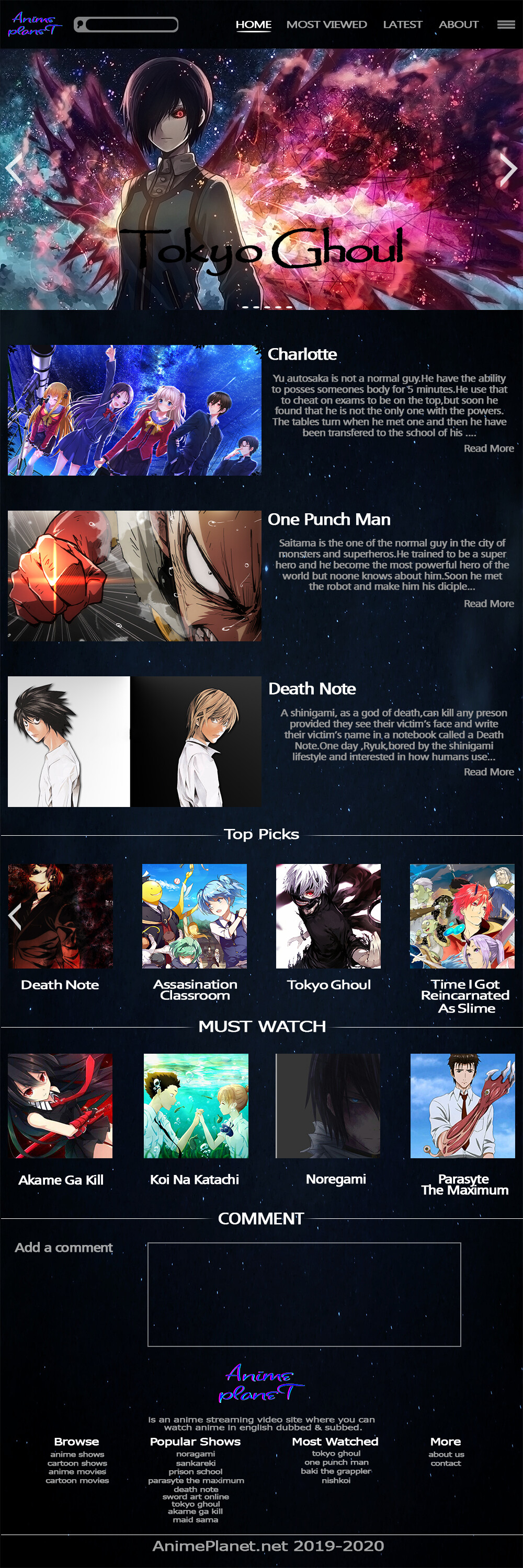 Deepanshu Anime Planet Web Layout
