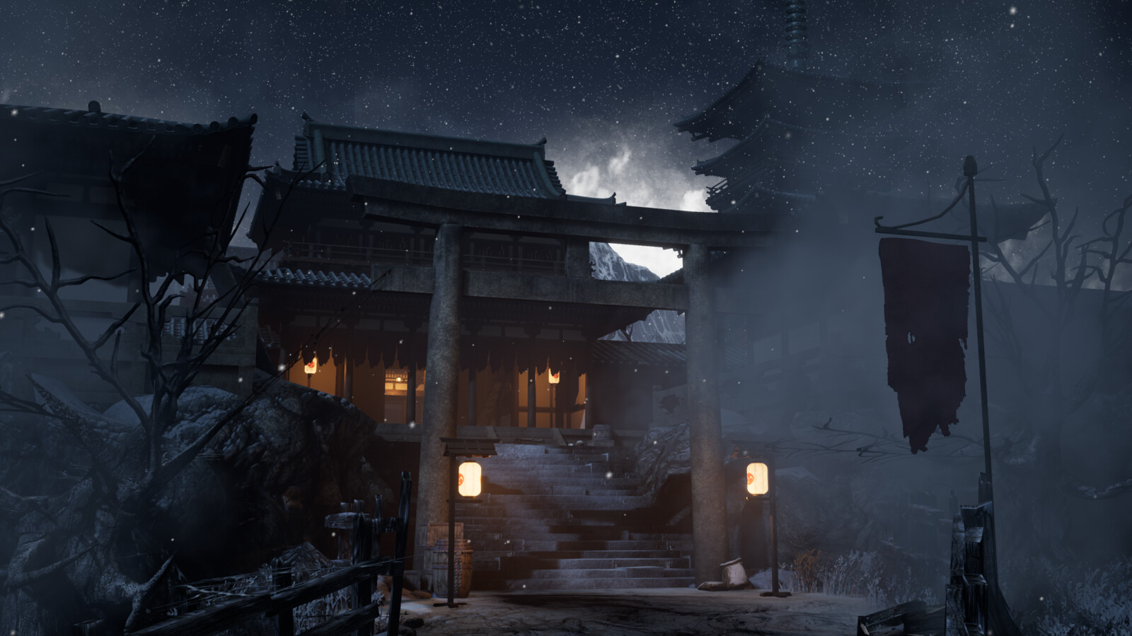 Japanese Night Temple