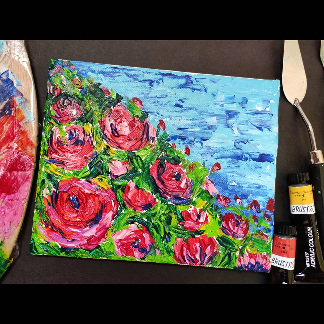 Artstation Impasto Rose Acrylic Painting Nalini D