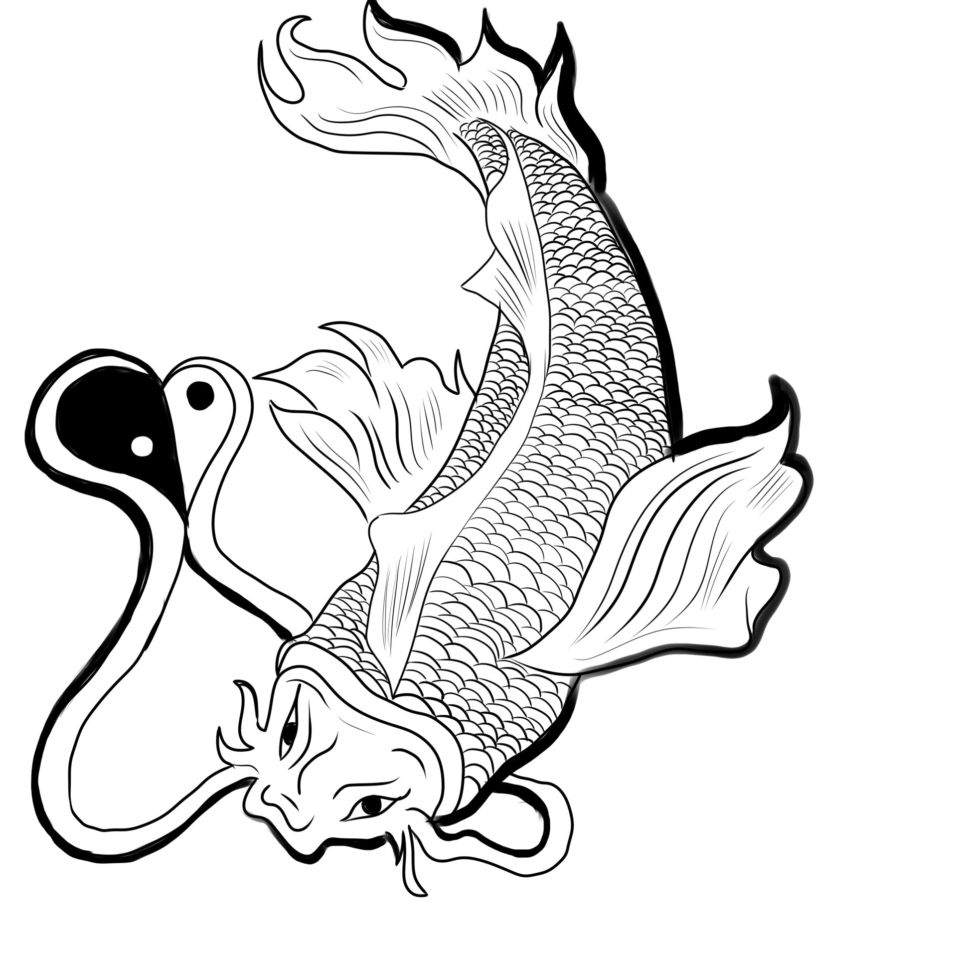Hand Drawn Outline Koi Fish Tattoo Stock Vector Royalty Free 578204875   Shutterstock