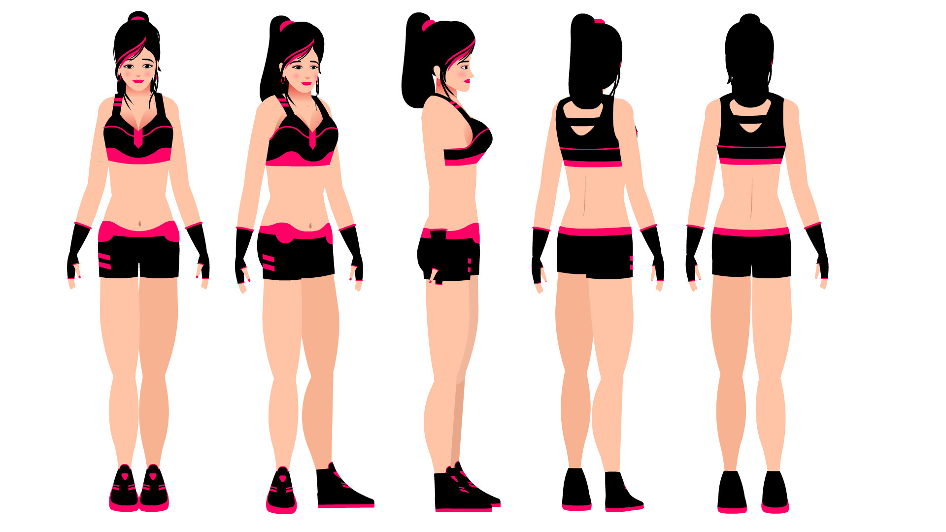 ArtStation - female fitness model 2D animation character design