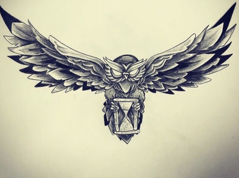 Drew Moore - Stylized Owl Tattoo