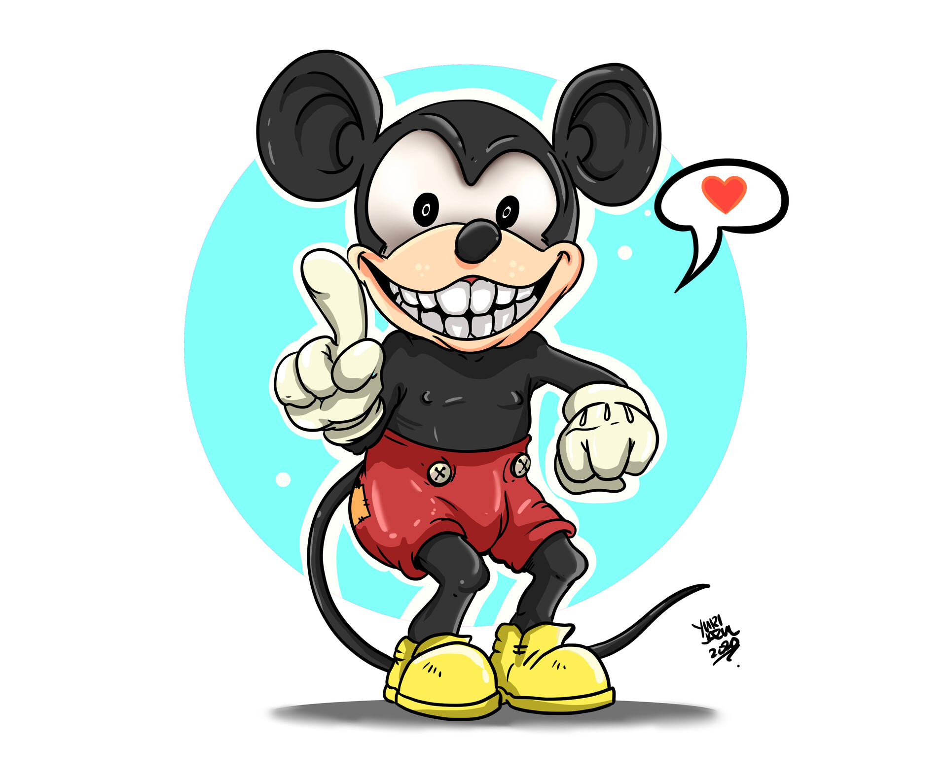 How To Draw Gangster Mickey Mouse