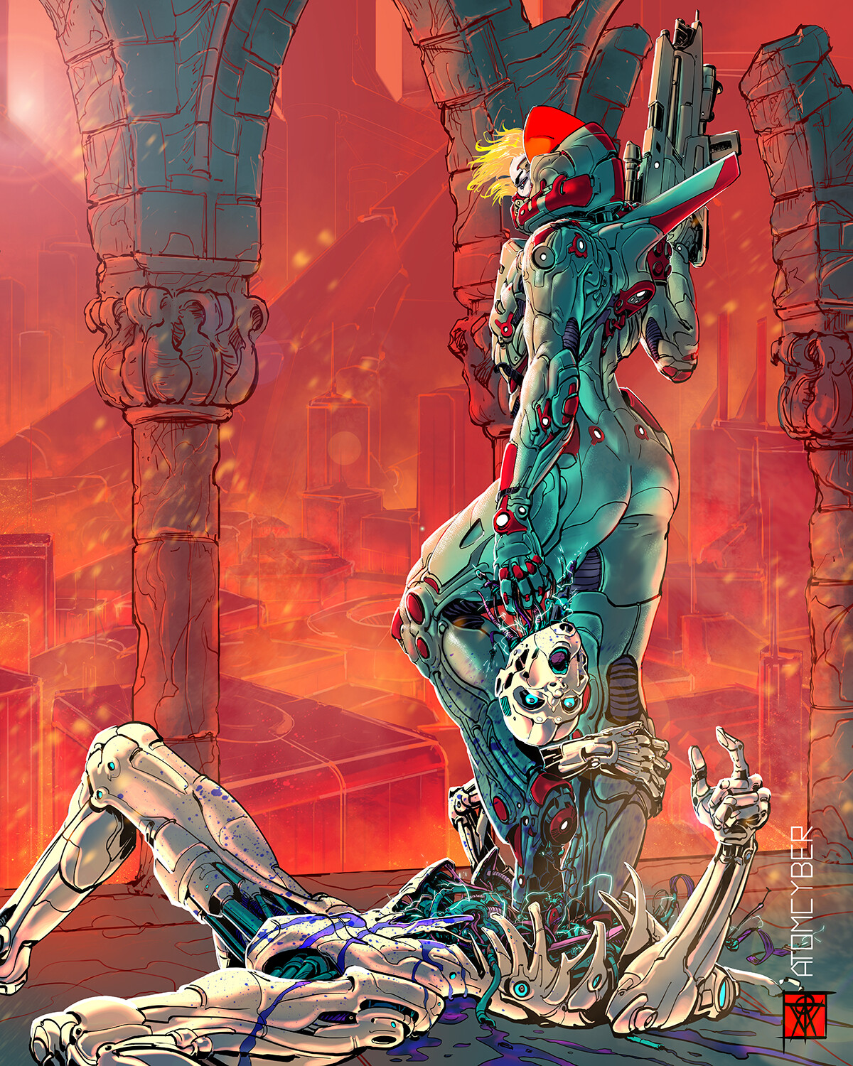 Glitched cyberpunk : Verticalwallpapers