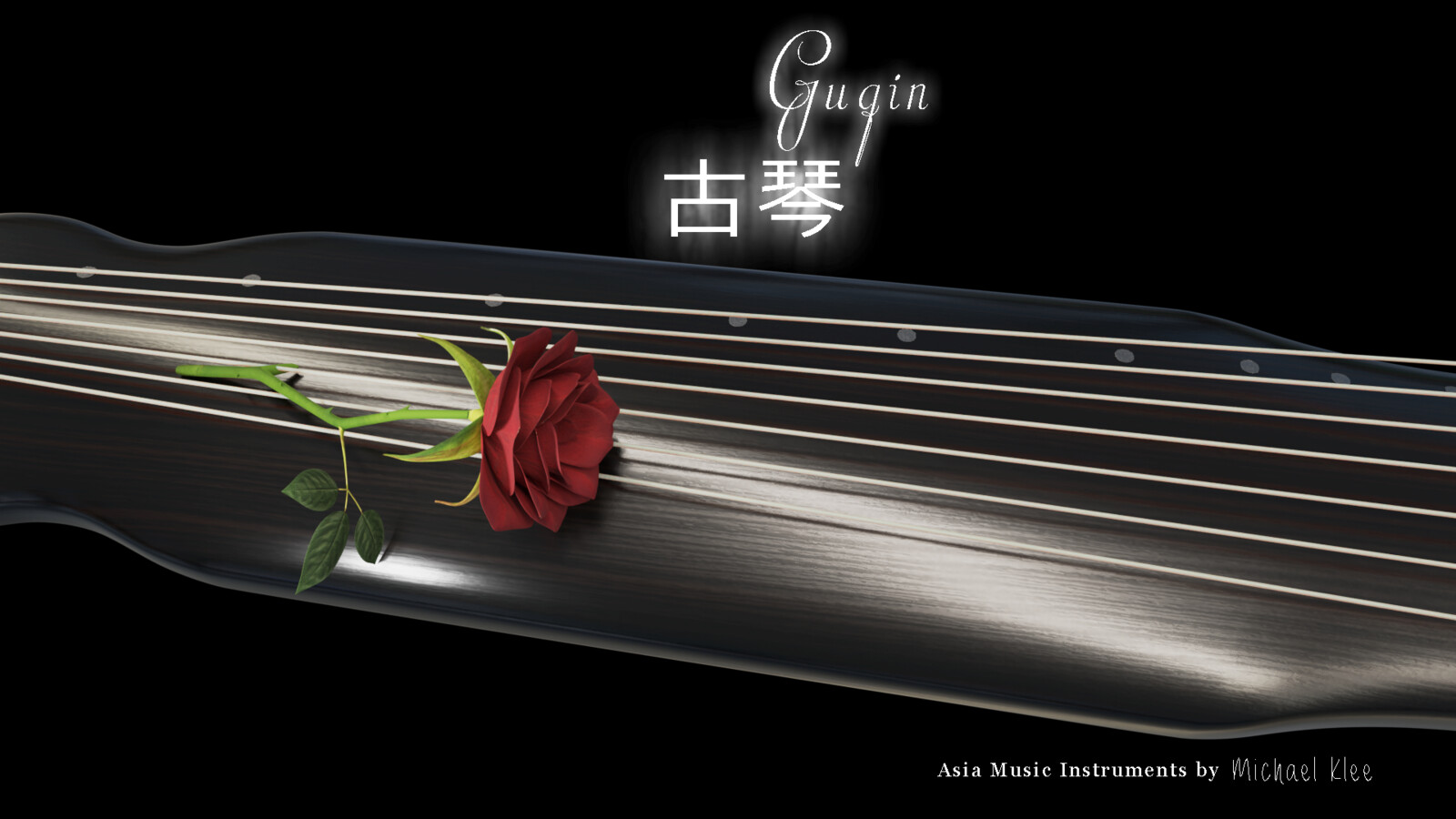 Guqin_古琴_Chinese_Zither detail view