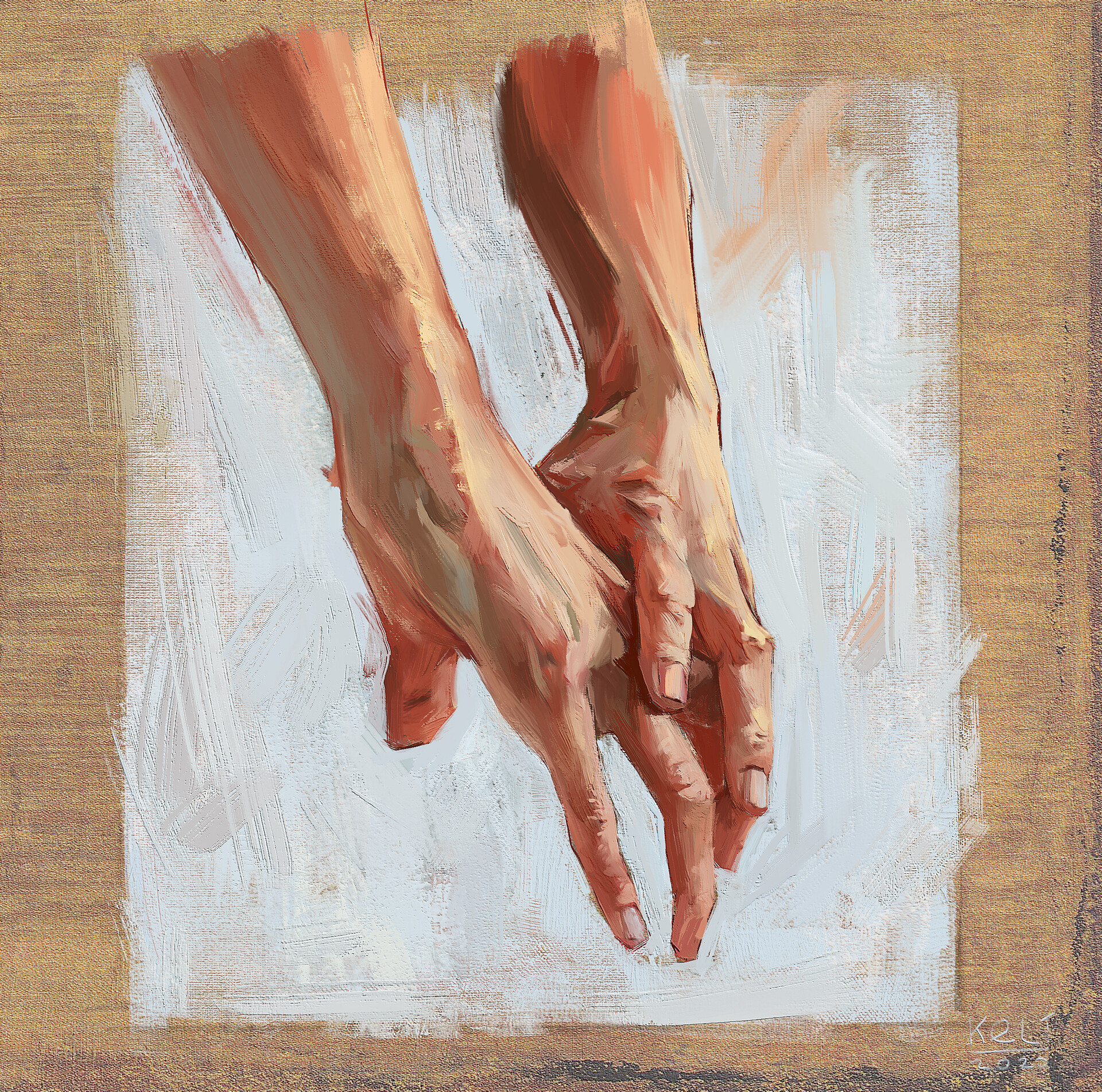 Painting of deals hands