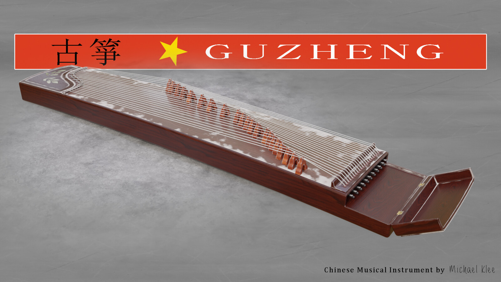 Guzeng 古箏 Chinese Ancient Zither full vies