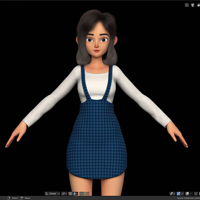 Amy Girl Style 2 - Stylized Character Model - Blender Cycles & Eevee - 4K Textures