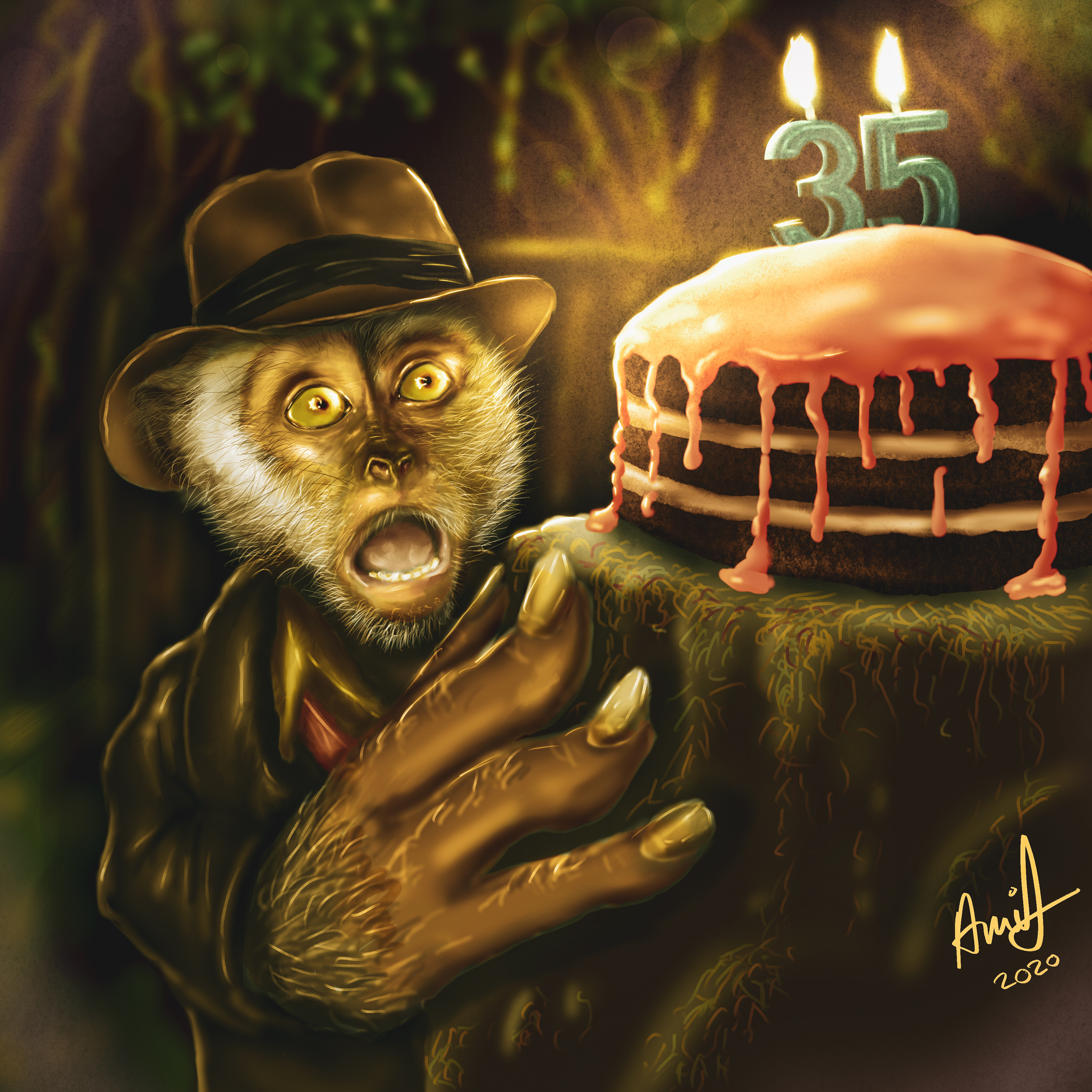 cheeky monkey stealing my birthday cake