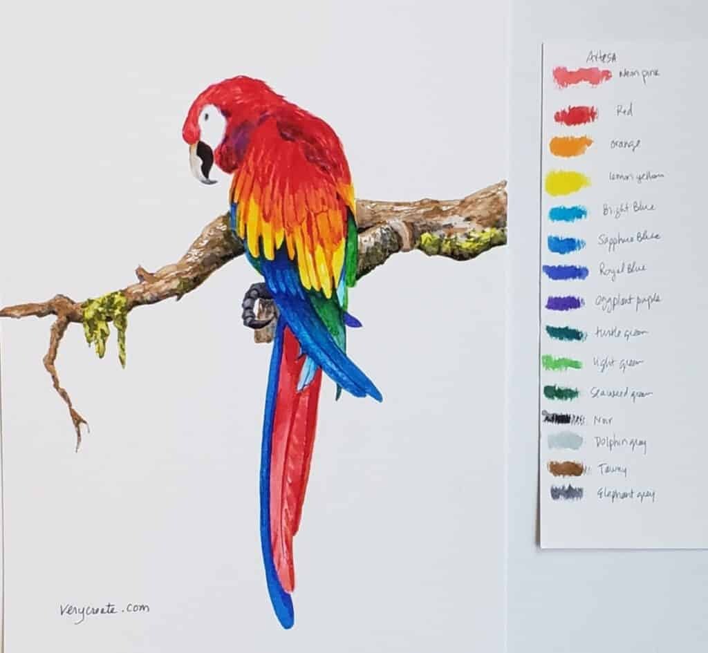Very Create - Watercolor Brush Pen Parrot