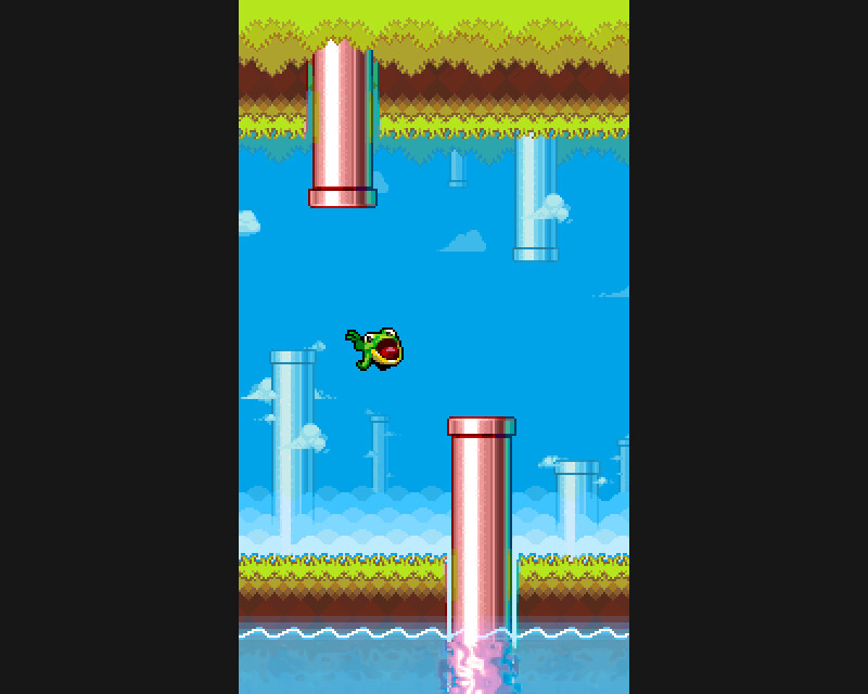 Mock-up of the Flappy Froggy game with updated graphics (2020)