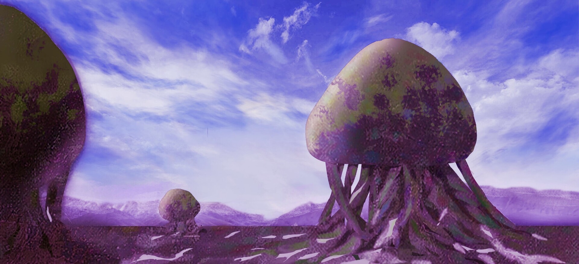 Artstation Alien Planet Scene Jellyfish Reese Pan