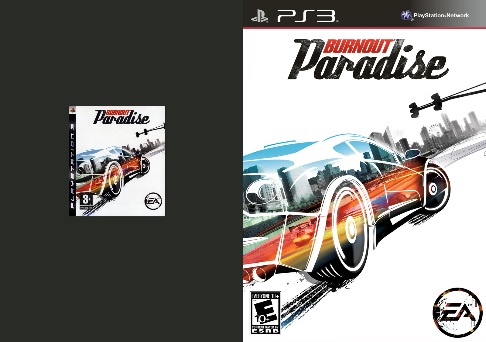 Burnout Paradise (2008) - Scanned cover vs. Upscaled