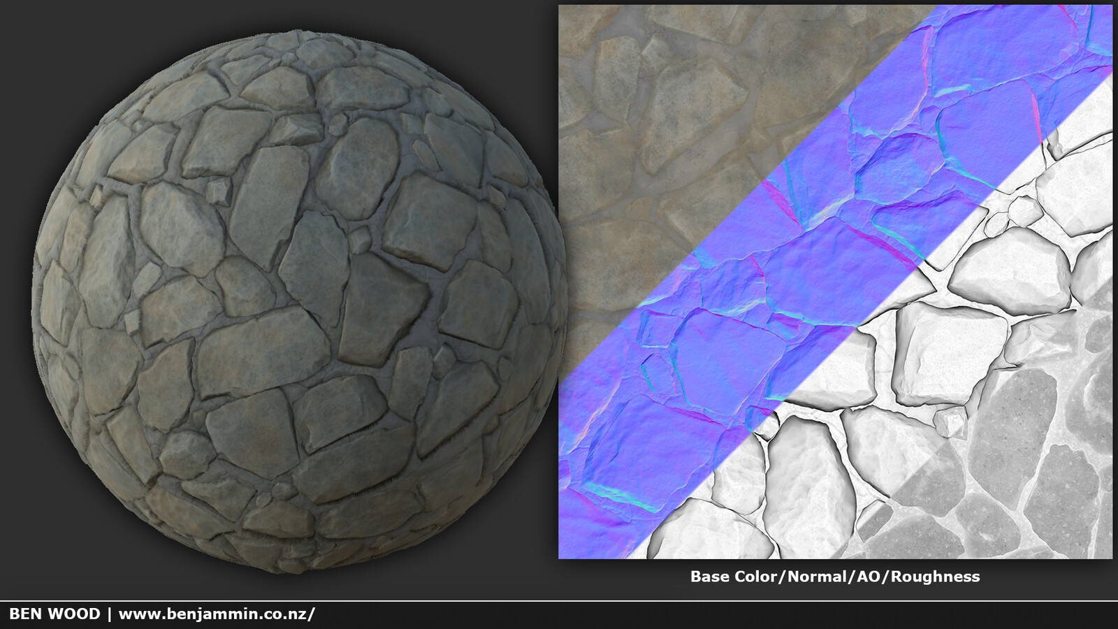 Rock wall - I built up the base height map in Zbrush, then added additional detail in SD.
