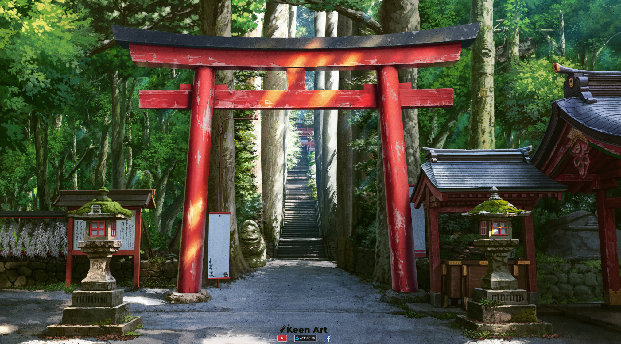 ArtStation - the shrine - background anime