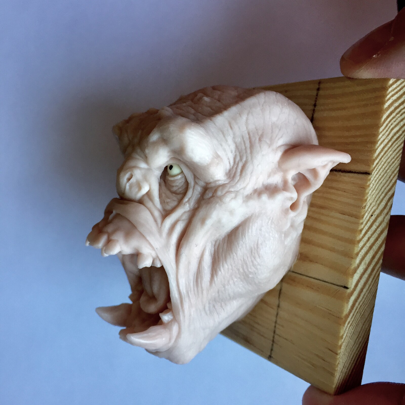 Orc screaming polimer clay sculpture. 
