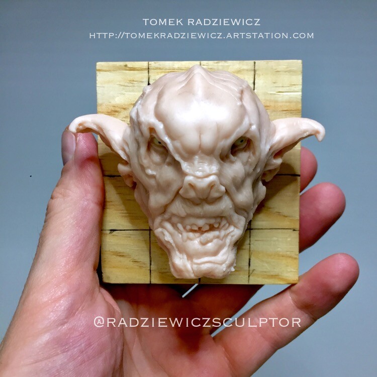 Orc head polimer clay sculoture. Handmade sculpture. 