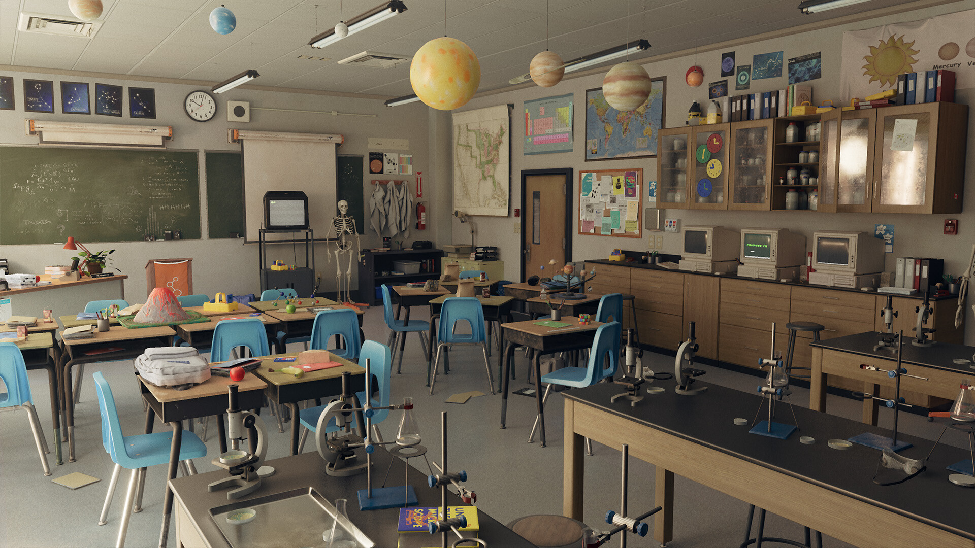 Dekogon studios 90 s highschool science classroom day theme ue4 