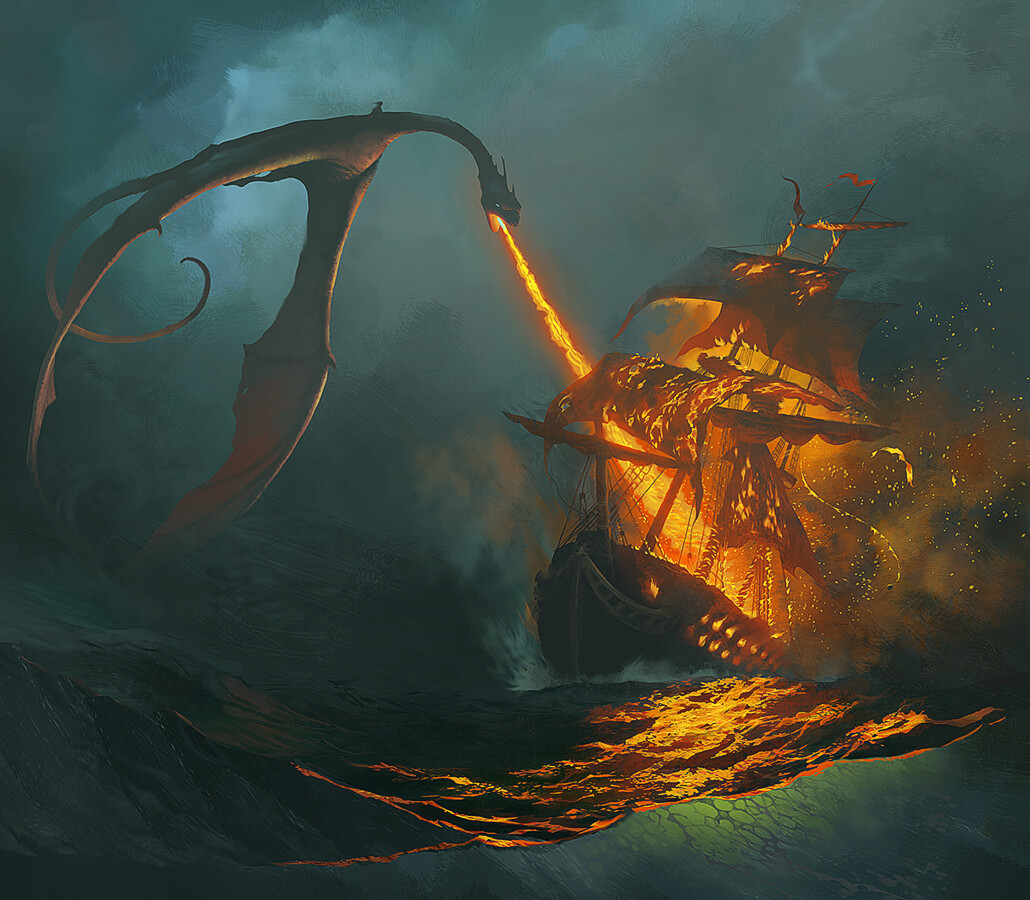 Fire breathing dragon vs wooden sailing ship, dragon always wins.  