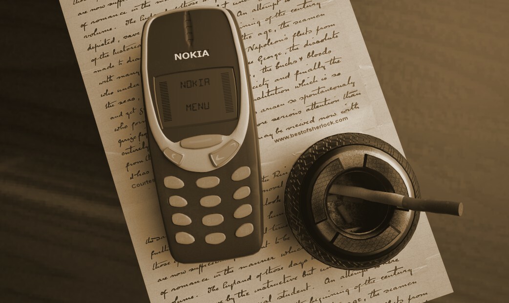 sangram bhattacharjee old nokia 3310 with gold ashtray