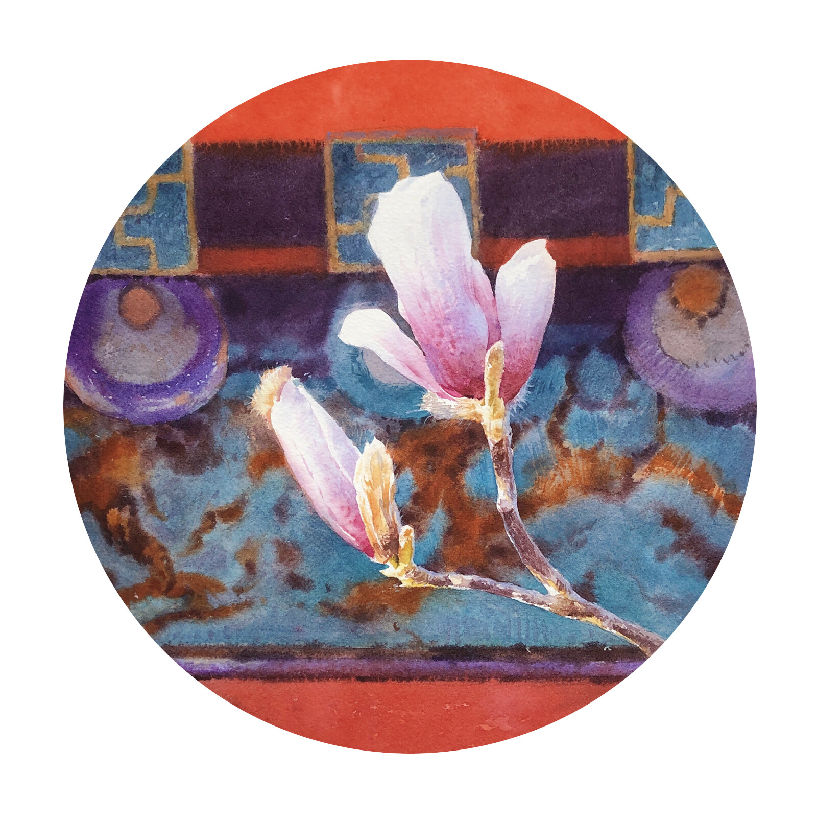 Wang Wei 水彩作品 玉兰花开 Wang Wei 水彩作品 玉兰花开