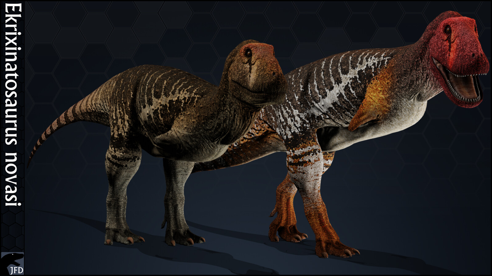 Ekrixinatosaurus novasi male (right) and female (left) alt skin 1, Gryphon.