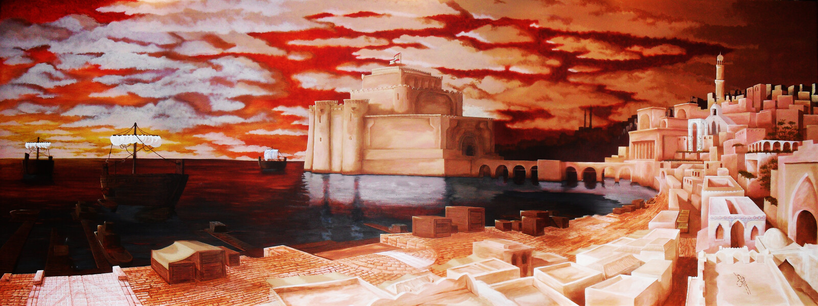 A restoration of the crusader castle ruins of Saida, Lebenon