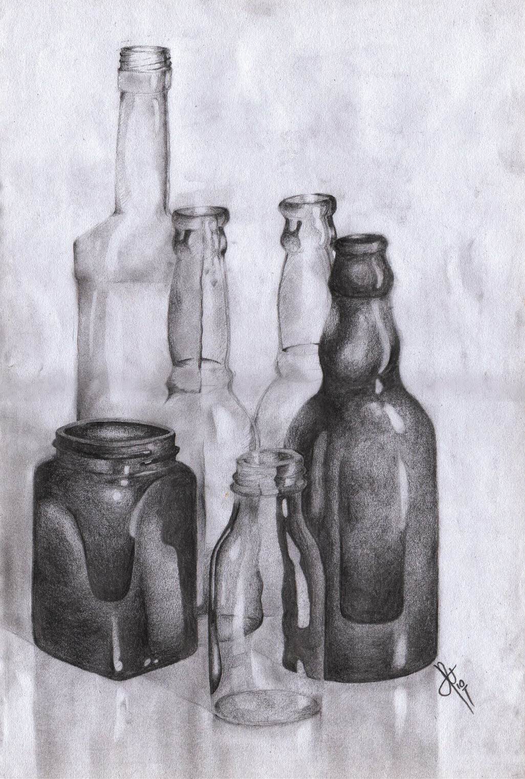 Pencil Illustration of bottles