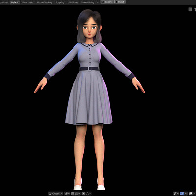 Amy Girl  Stylized Character Model No 7 - Blender Cycles & Eevee
