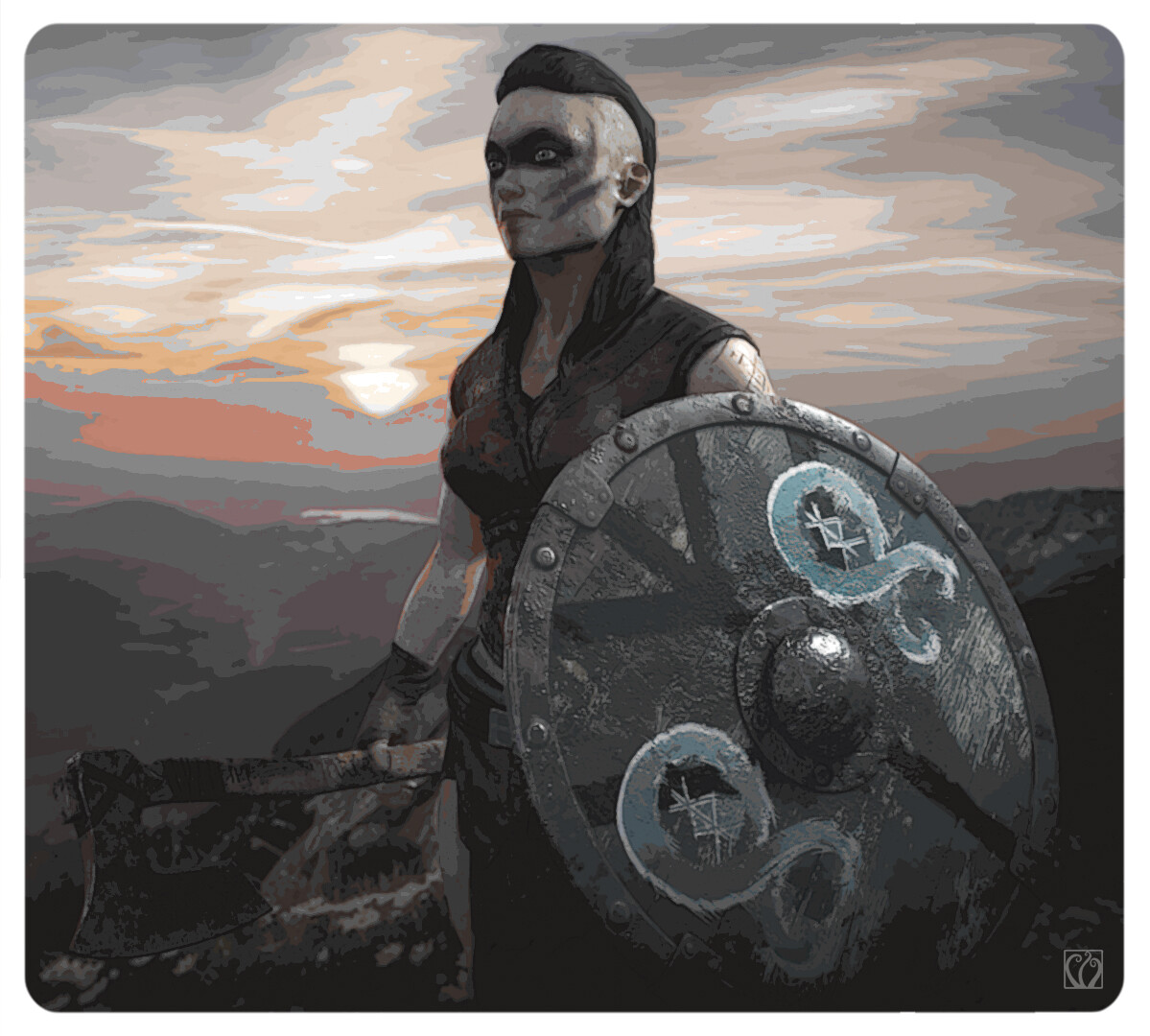 Determined Viking Shield Maiden Digital Graphic · Creative Fabrica